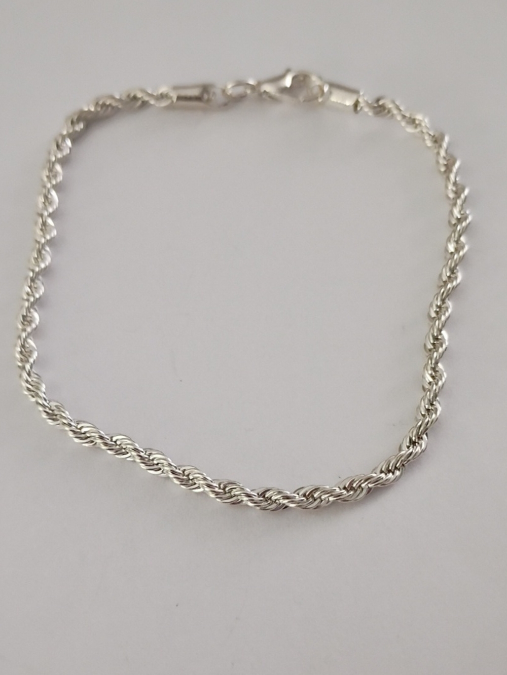 Sterling Silver Rope Chain Bracelet - Silver